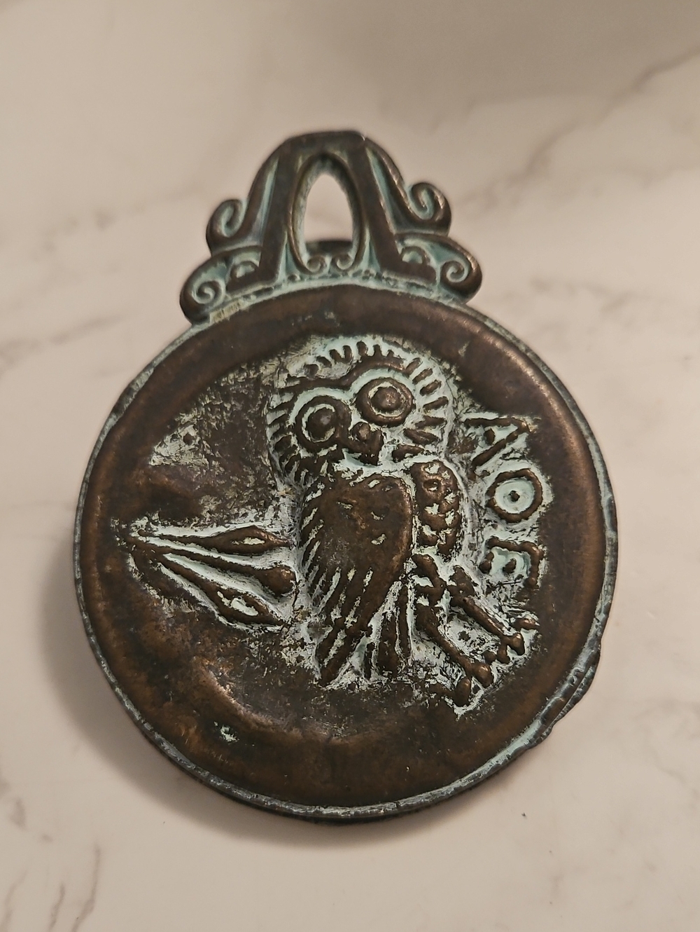 Vintage Brass Owl Of Athena AOE Parthenon Clip Made In Greece